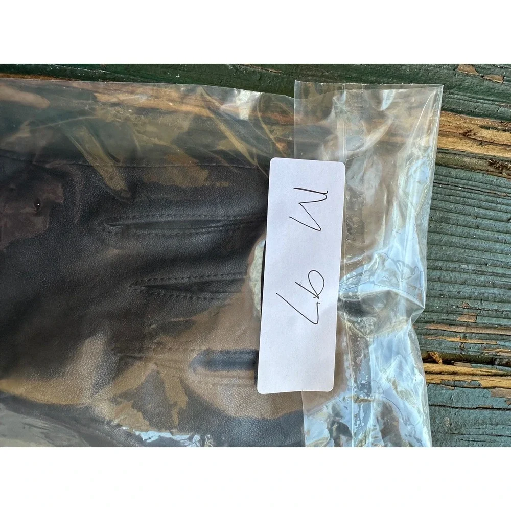 Unbranded‎ Black Genuine Leather Gloves Small Polyester Lined Elastic Wrist
